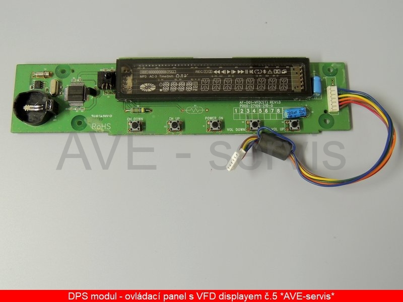 DPS osazená řídící panel s displayem VFD a IR čidlem č.5