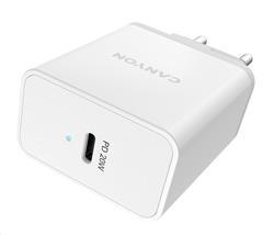 CANYON nabíječka do sítě H-20, 1x USB-C, Power delivery, 20W, bílá