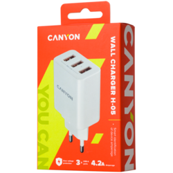 CANYON univerzální 3x USB nabíječka do sítě s ochranou proti přepětí CNE-CHA05W