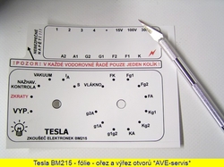 Tesla BM215 - samolepící fólie - ořezání a výřez otvorů pro přepínače
