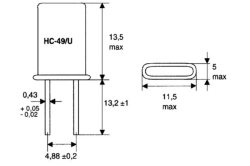 Krystal HC49/U frekvence 27,125 00MHz X-tal