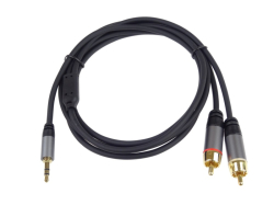 AUDIO propojovací kabel HQ 3,5mm Jack ST - 2xCINCH vidlice, Gold