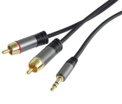 AUDIO propojovací kabel HQ 3,5mm Jack ST - 2xCINCH vidlice, Gold