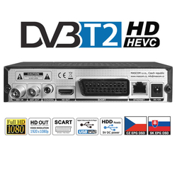 MC750T2 HD Mascom receiver DVB-T2 - zadní přípojné konektory