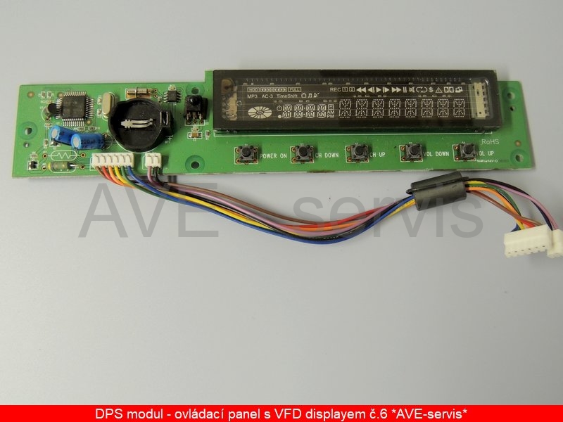 DPS osazená řídící panel s displayem VFD a IR čidlem č.6