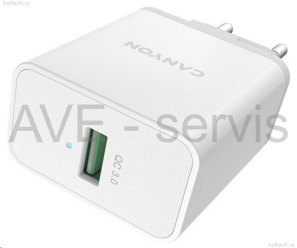 CANYON Nabíječka do sítě H-24, 1x USB-A, Quick Charge 3.0, 24W, bílá